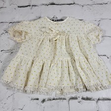 Vintage Fawn Togs Baby Dress Yellow Calico Prairie Floral Size 6-9 Mos - Spot