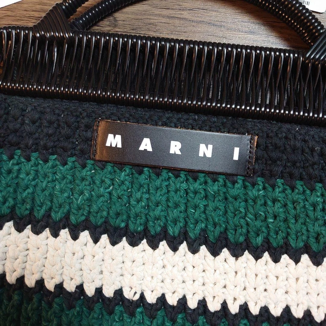 Marni Market Flower Cafe Crochet Frame Bag Black/Green/White