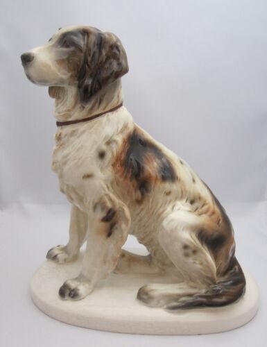 Jagdhund Münsterländer Hund Figur Statue um 1920 signiert Entwurf K.Jarl - Afbeelding 1 van 7