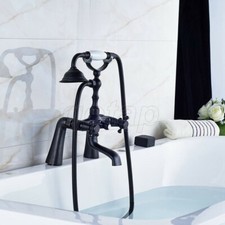 Black Bronze Clawfoot Bath Tub Faucet w/ Hand Spray Shower Mixer Tap Deck Mount