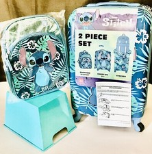 Disney Stitch 2 Piece Luggage Tropical Leaves 21 Kids Backpack 4 Spin Wheels