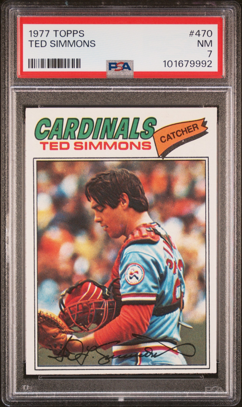 1977 TOPPS #470 TED SIMMONS PSA 7