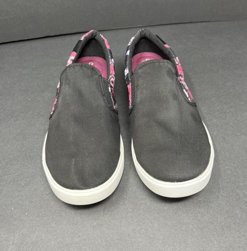 Crocs Dual Comfort Canvas Slip On Loafer Comfort Black w/ Floral Print Sz 8 - Picture 2 of 8