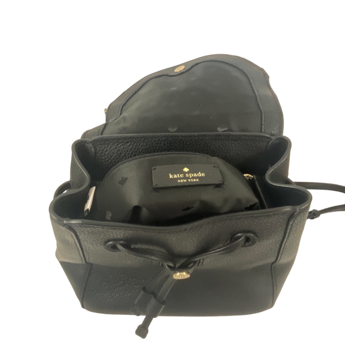 kate spade Black Leila Pebbled Leather Medium Drawstring Backpack Kate Spade Leila Flap Backpack Black Medium | Mercari main image 3