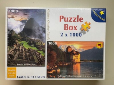 2 Puzzles: Machu Picchu/Peru u Schloss Chillon, Montreux/Schweiz je 1000 Teile