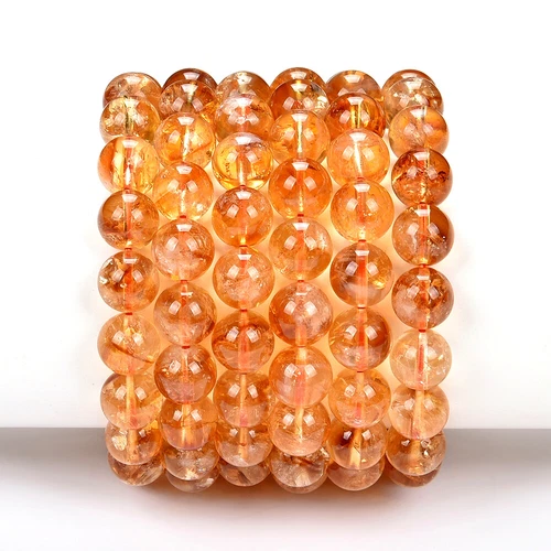 Natural Citrine Gemstone 8MM 10MM 7.5 inch Round Bracelet(S21) - Picture 1 of 3