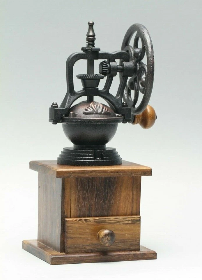 Molinillo de café de madera hecho a mano Baroy con manivela lateral superior de hierro fundido Foto 4 de 4