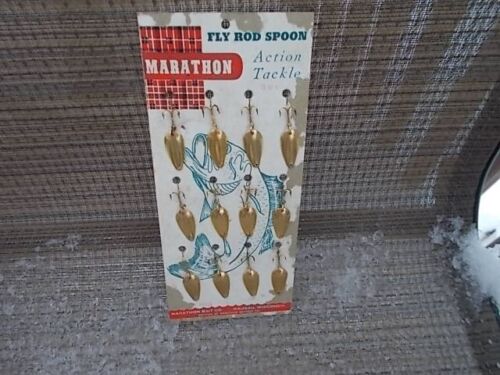 NOS DISPLAY CARD VTG MARATHON GOLD FLY ROD SPINNERS (12) LURE SPOONS