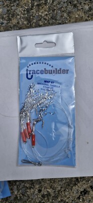 Makrelenfedern, Tinsell, 4 Haken 2/0 auf 40-60 Pfund Mono, 5er Pack Konvolut.