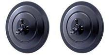 Pair 2 5 Round Black Side Rear View Mirrors With Ribbed Back Chevy Ford