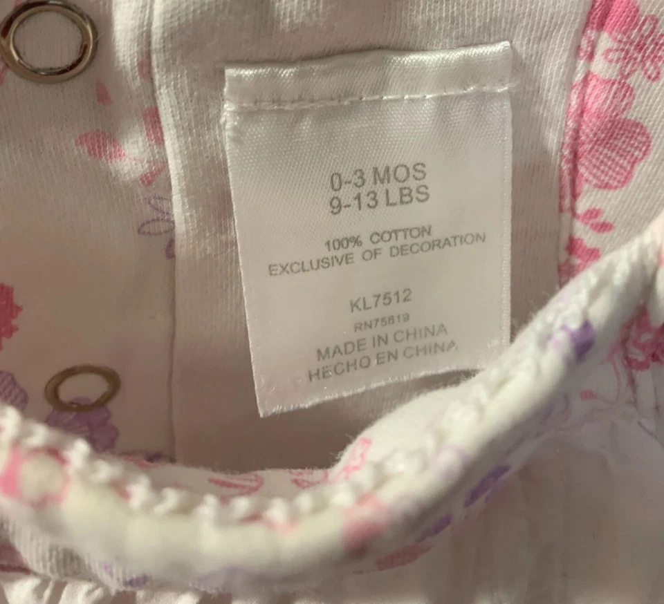 Koala Bebé Niñas Infante Bebé Talla 0 3 Meses Blanco Algodón Superpuesto Vestido Rosa Emb Foto 3 de 4