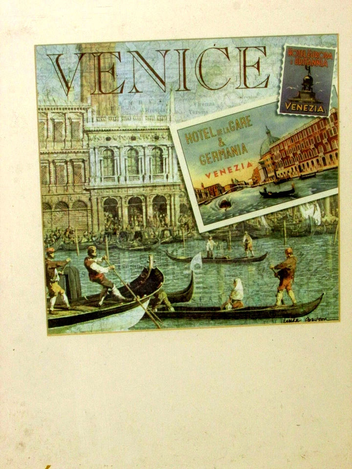 VENICE 9.5x9.5 pastel print w/3+" mat black 3" frame 20 +x24 overall(N clst) - Image 3 of 4