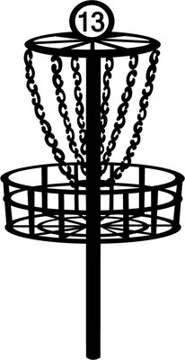 A disc golf basket, vinyl cut sticker or decal glossy black with custom ...
