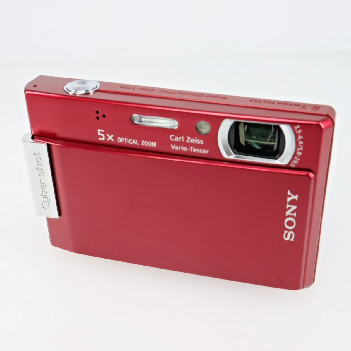 Sony Digital Camera Cyber-shot DSC-T100 Red 8.1 MP 5x Zoom 90% NEW