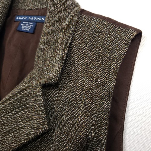 Chaleco Ralph Lauren Tweed EE. UU. 6 Reino Unido 10 Chaleco de Lana Doble Pecho Espiga - Imagen 3 de 11