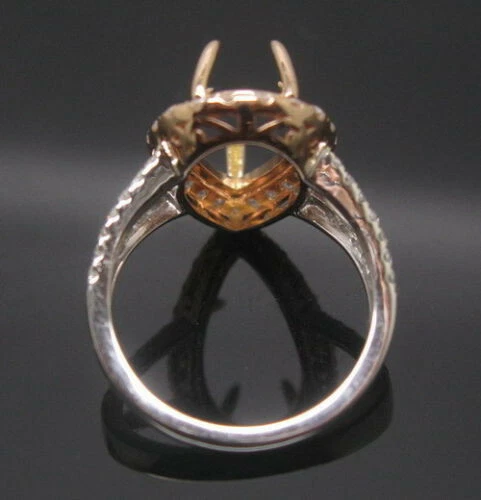 Solid 14K Gold Natural Diamond Semi Mount Split Shank Prong Ring Pear 15x10mm - Image 4 of 4