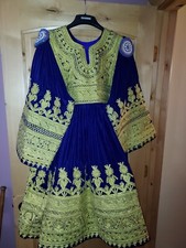 Vintage Afghani Kuchi Dress -Tribal beaded, Dk. Blue Velvet  Gold, Beaded. NEW
