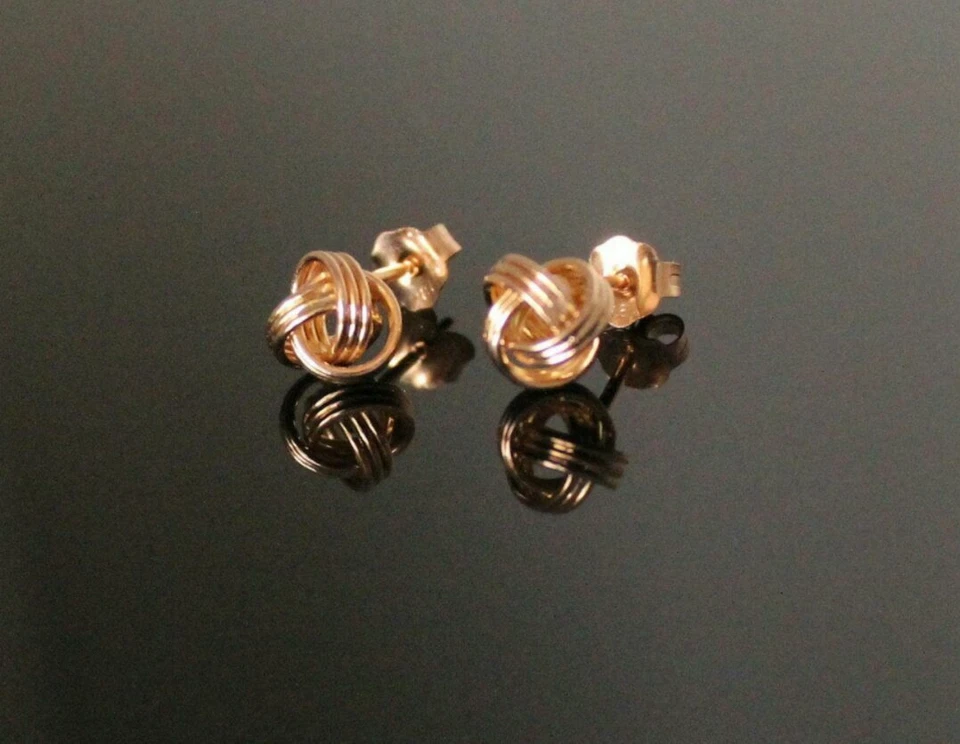 14k Solid Gold Unendlichkeit Verdreht Knoten Nieten Nase Ohr Piercing Schmuck - Bild 2 von 4