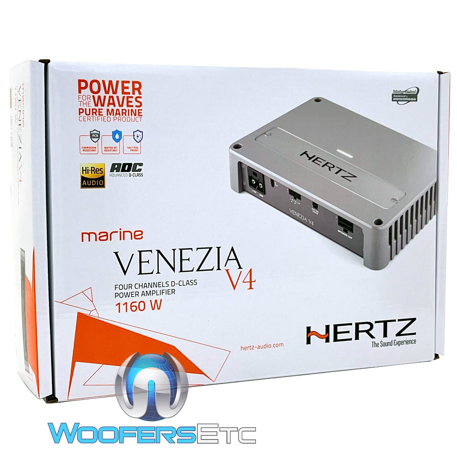 HERTZ VENEZIA-V4 MARINE 4-CHANNEL 1160W COMPONENT SPEAKERS TWEETERS AMPLIFIER