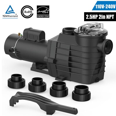 2.5HP 2'' Thread NPT INGROUND Swimming POOL PUMP MOTOR 9000GPH 98FT Hmax 110-240V