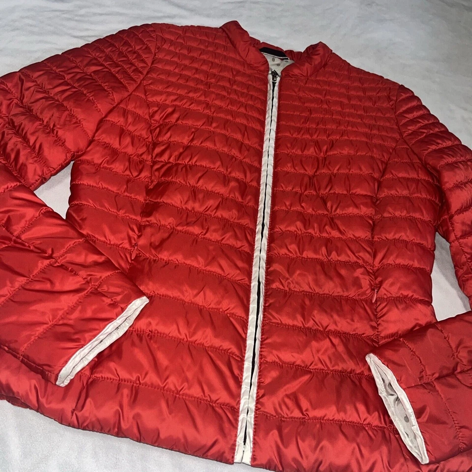 Taifun Women’s Polyester Red White Zip Up Puffer Jacket Sz M - Image 2 of 4