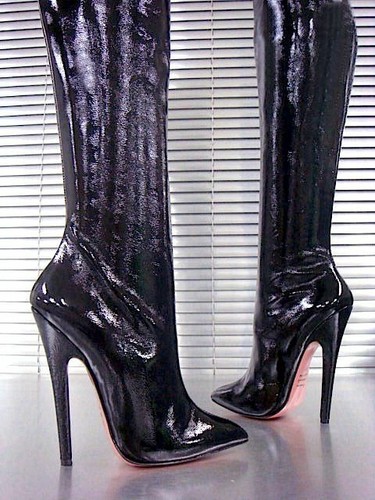 MORI EXTREME OVERKNEE HEELS BOOTS STIEFEL STIVALE BOTAS LEATHER BLACK NERO 37-45 - Picture 10 of 11