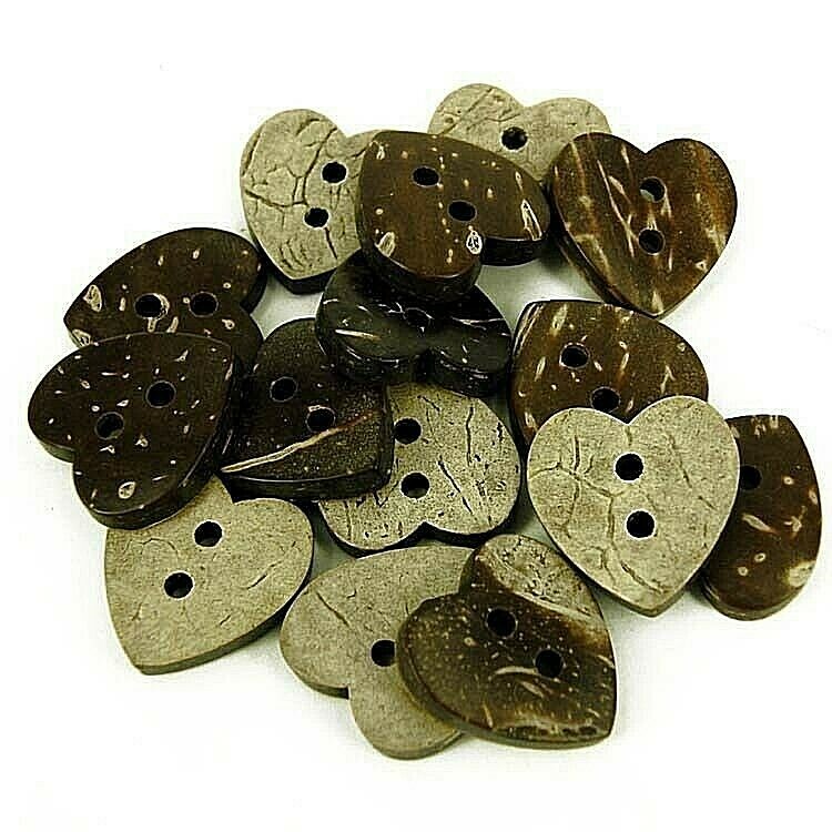 Real Coconut Shell Buttons - Hearts -Craft Wedding decoration 21mm B31 ...