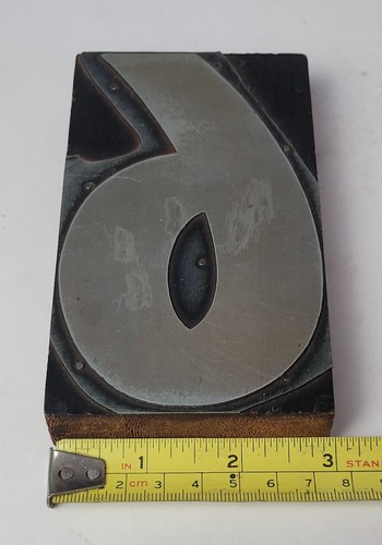 LARGE NUMBER "6 or 9" ANTIQUE LETTERPRESS VINTAGE WOODEN PRINT BLOCK STAMP 5" - Picture 7 of 7
