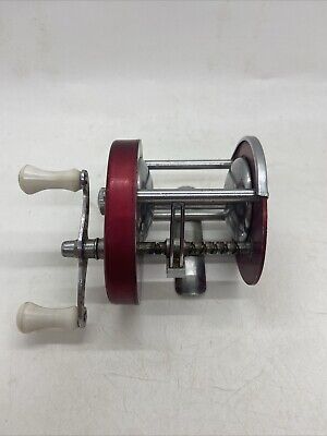 Vintage Red Metal Open Fishing Reel, Made in Japan, Marked Vintage Red Metal Open Fishing Reel, Made in Japan, Marked