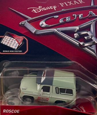 DISNEY PIXAR CARS 3  ''ROSCOE'', NEW IN PACKAGE, SHIP WORLD WIDE