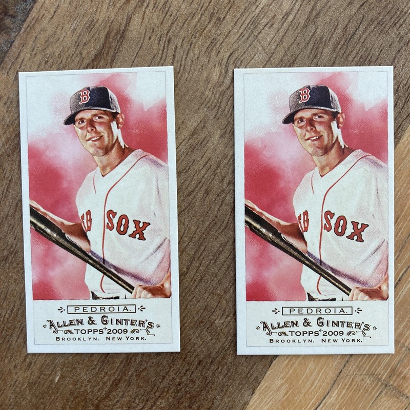 2009 Allen & Ginter #185 Dustin Pedroia Mini 2 Card Lot A&G A and G A+G Back 