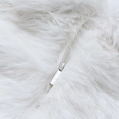 Women' Faux Fur Short Long Sleeve Jacket Zipper Warm Coat Faux Fur - Foto 17 di 28