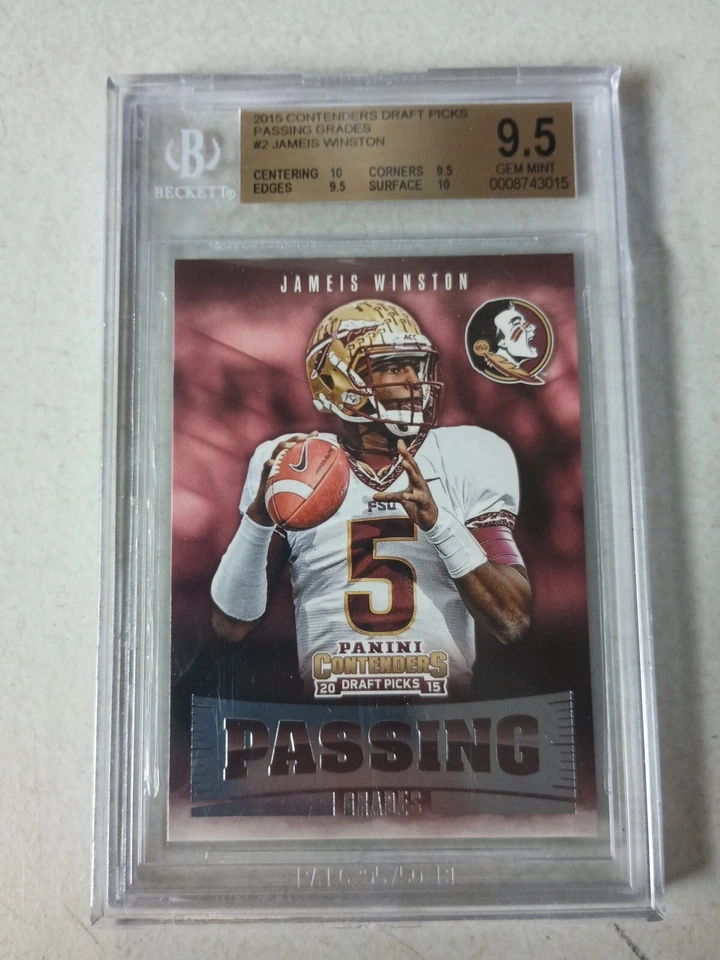 2015 JAMEIS WINSTON CONTENDERS DRAFT PICKS PASSING GRADES CARD#2 MINT 9.5 BGS  - Image 2 of 4