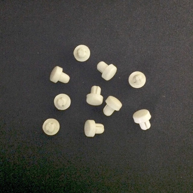 10 Piano Rubber Buttons/Bumpers, White/Ivory, 10mm diameter