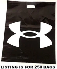 (250 BAGS) Under Armour Reusable Medium Plastic Tote Shopping Bag