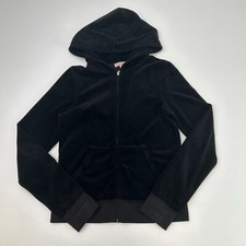 Vintage Juicy Couture Jacket Women Large Velour Zip Y2K Track USA Hood Retro Ex