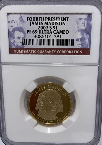 2007-S James Madison Presidential Dollar-NGC PF 69 Ultra Cameo  381