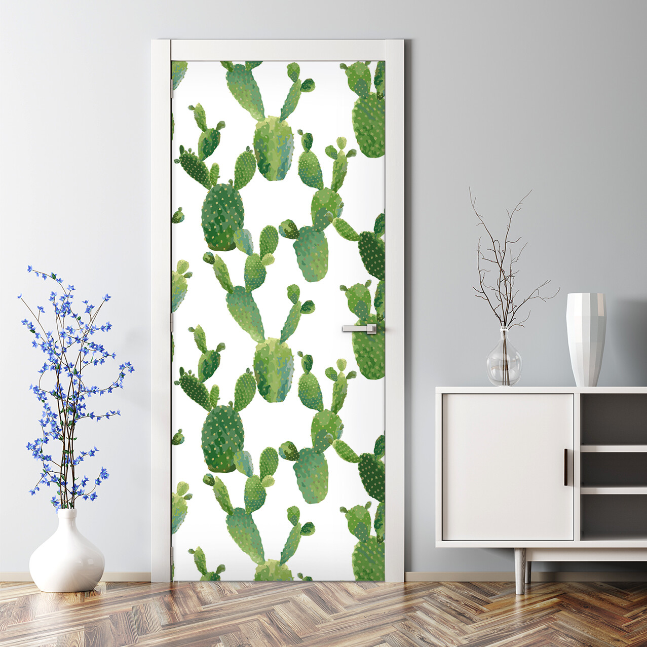Bubble Free Door sticker Natural Cacti Cactus Tropical Peel And Stick  Covering
