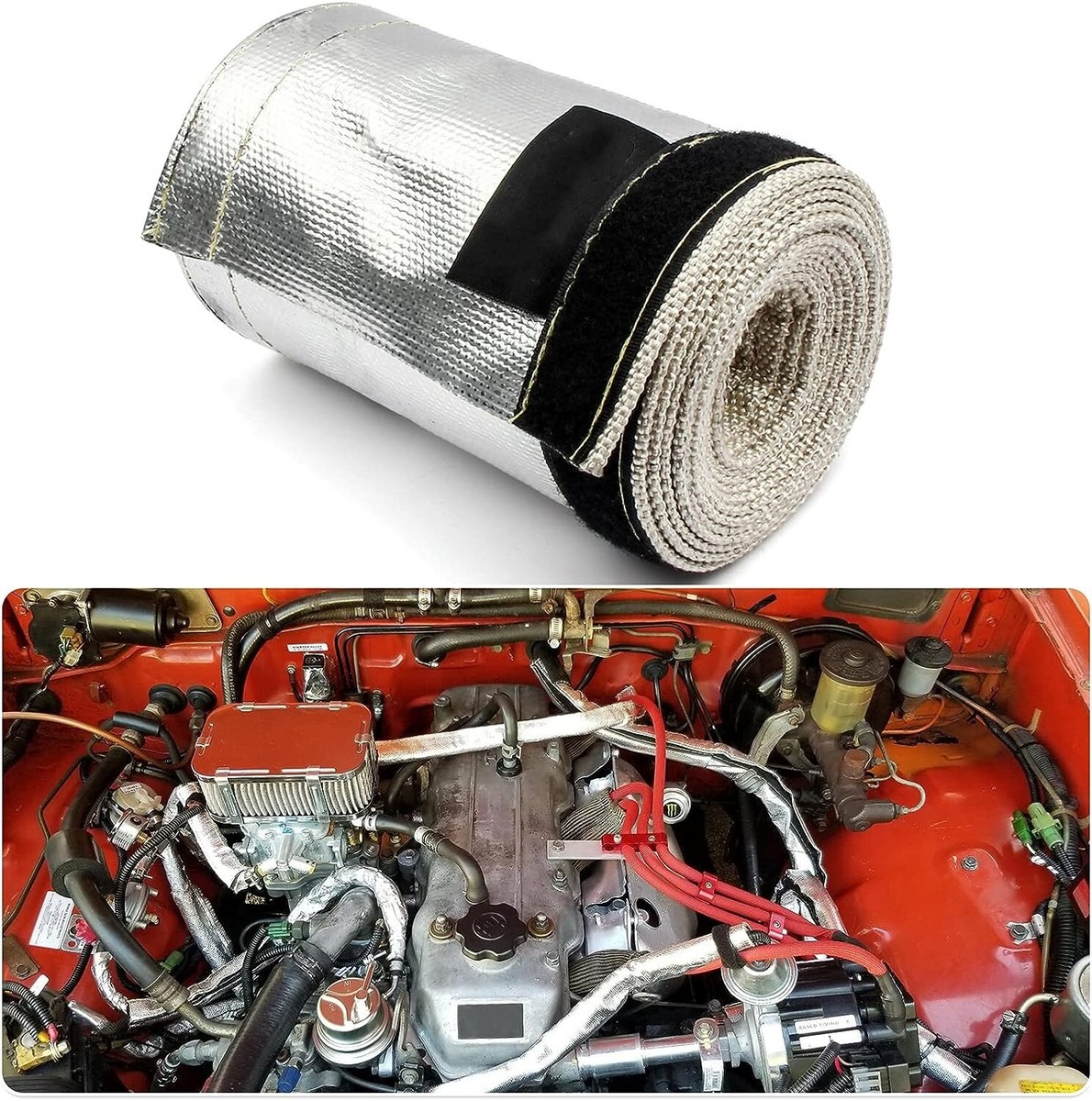 1-1/4''ID Metallic Insulated Heat Shield Sleeve Wire Hose Cover Wrap Loom Tube