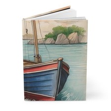 Hardcover Journal Matte, red and blue boat
