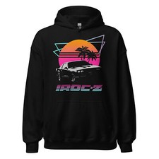 1980's Retro Wave Chevy Black Camaro IROC-Z Unisex Hoodie