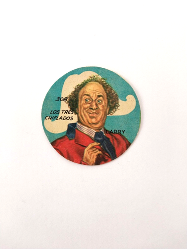 1968 The Three Stooges Larry Fine Figuritas Piratas Argentina Disc Card - Picture 4 of 5