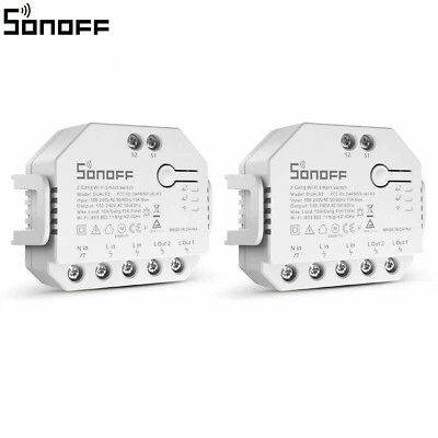 2PZ Sonoff WIFI GOOGLE ALEXIA Dual R3 Domotica 2 Canali Controllo VOCALE Consumi