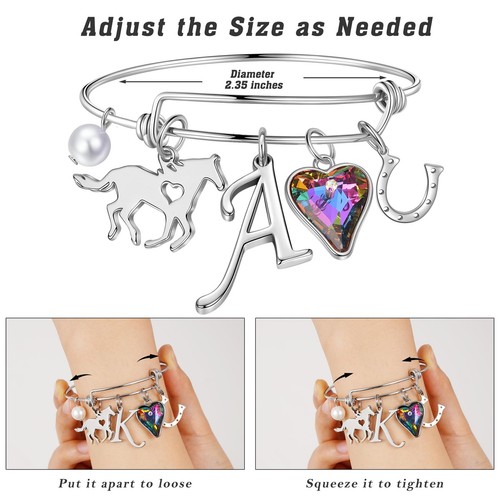 Rose Gold Bracelets for Women, Horse Gifts for Women Bracelets for Women Trendy - Picture 5 of 7