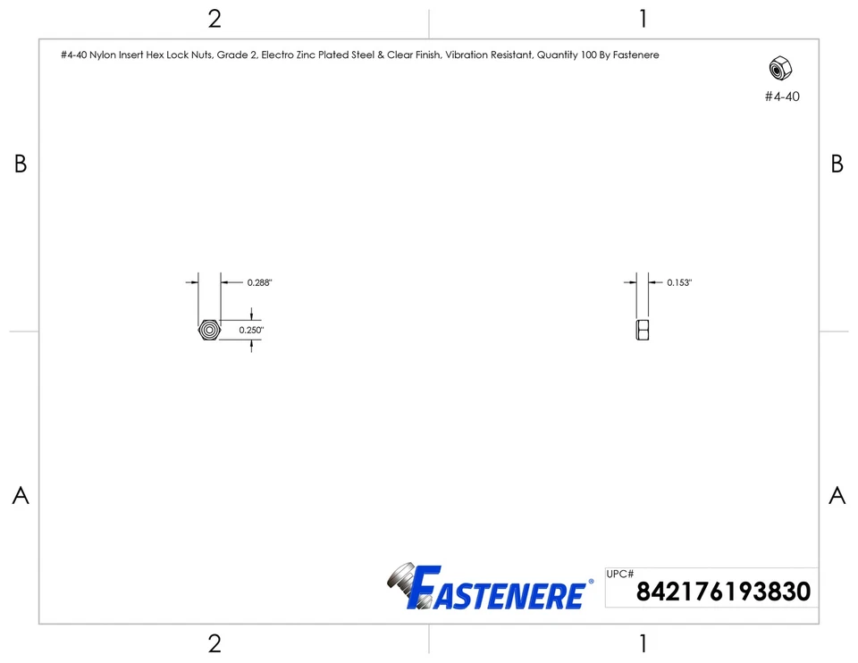 尼龙插入六角锁螺母镀锌2级钢Nyloc所有尺寸可用