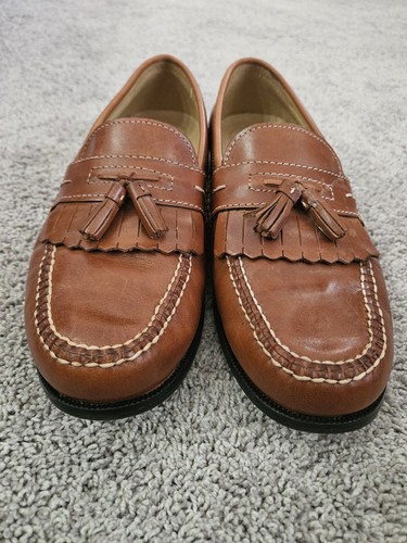Chaps Mens Kiltie Tassel Loafers Dress Shoes Brown Leather Slip On Size 12M - Picture 8 of 19