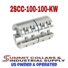 2SCC-100-100-KW, 1" x 1" Rigid Shaft Coupling, Double Split W/Keyway Stainless