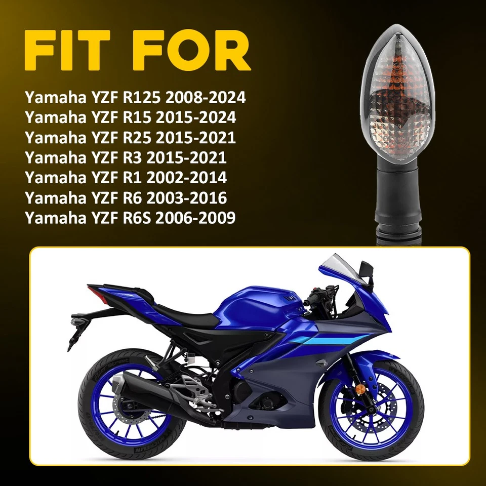 Front/Rear Turn Signal Light Indicator Lamp For YAMAHA YZF- R25 R3 R15 R1 R6 12V - Image 2 of 4