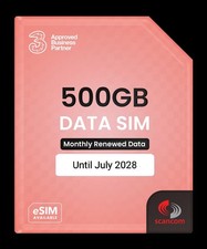 Three & Vodafone 500GB per month 5G Data SIM | Exp Jul 2028 Prepaid + preloaded