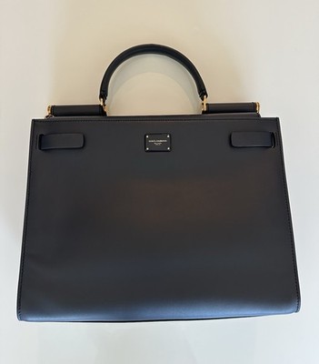 D&G Medium Sicily 62 Bag Leather Navy Blue Women's Authentic | eBay